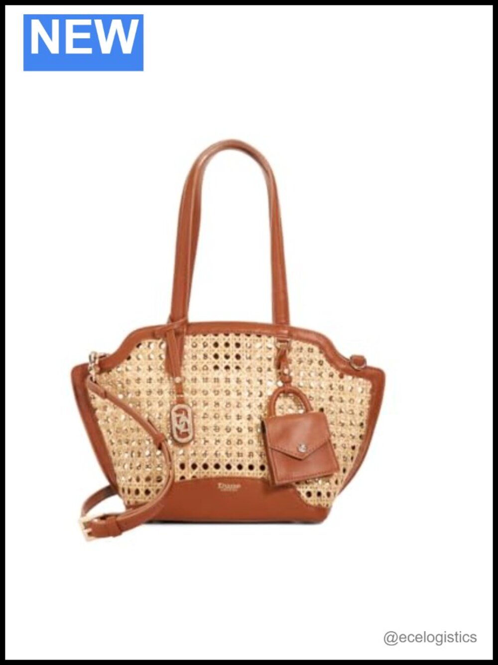 Dune London Tote Bag - Adjustable Strap, Detachable Purse Charm, Rattan Handbag